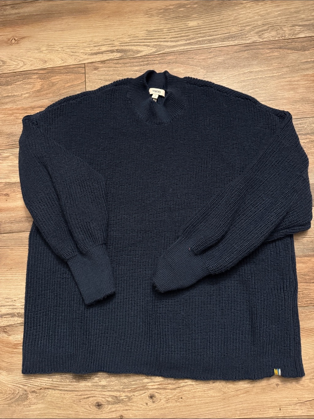 Vuori Navy Textured Knit Sweater